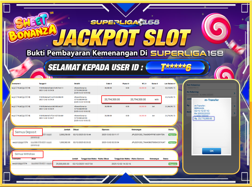 SUPERLIGA168 JACKPOT SWEET BONANZA Rp.23,770,000,LUNAS